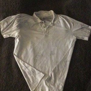 Large lullulemon men s polo shirt. White and gray.